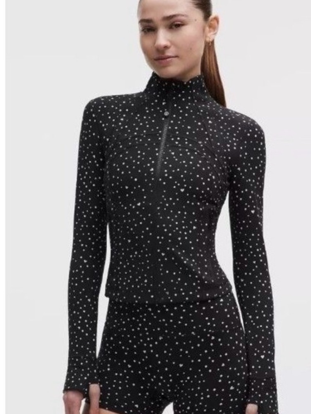 NWT Lululemon Define Cropped Jacket Nulu Heart Scatter Dot Print Size 8